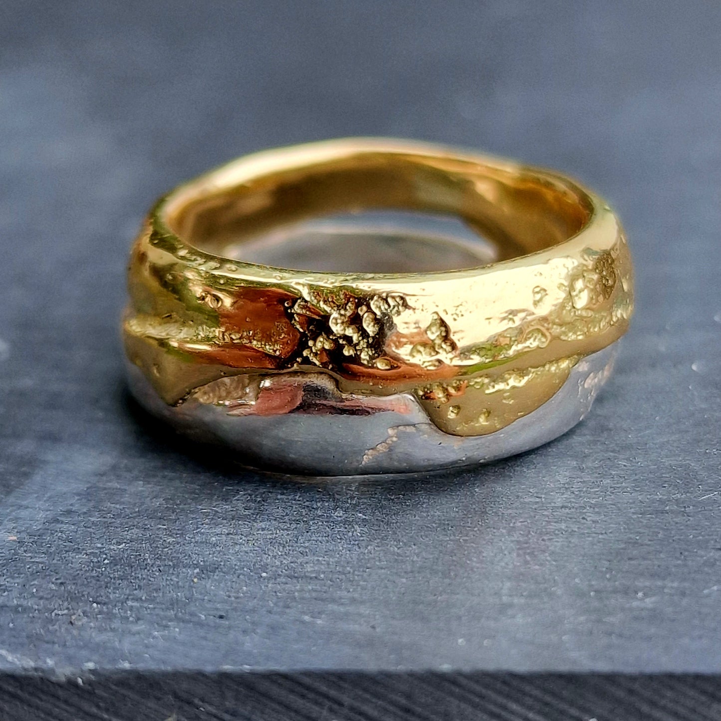 Bicolor Ring "Goldene See" Größe 58 Einzelstück