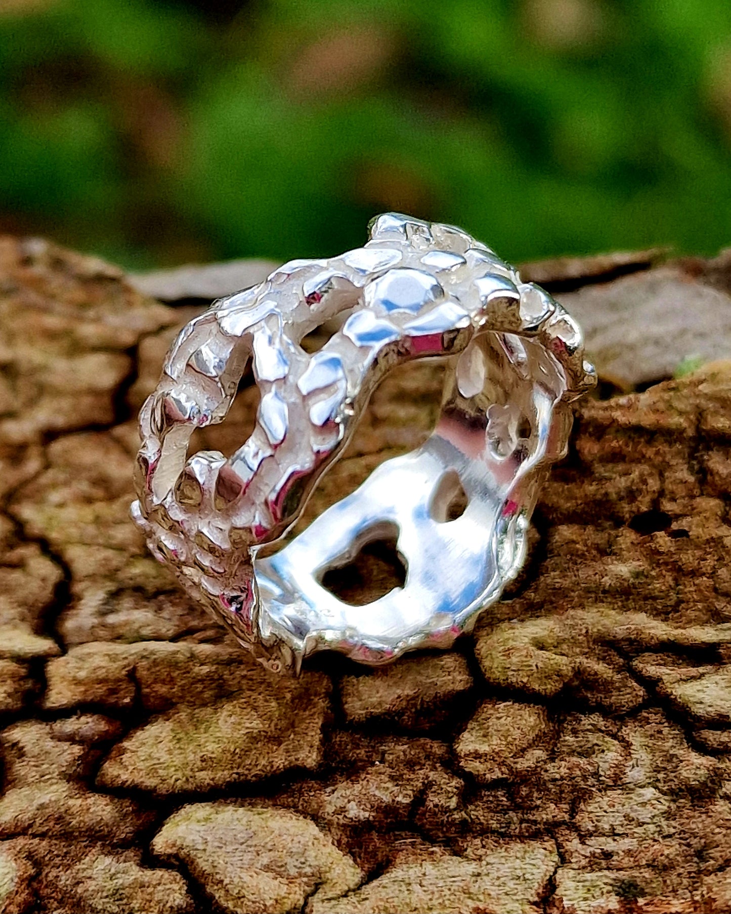 Strukturring Silber pur Größe 58