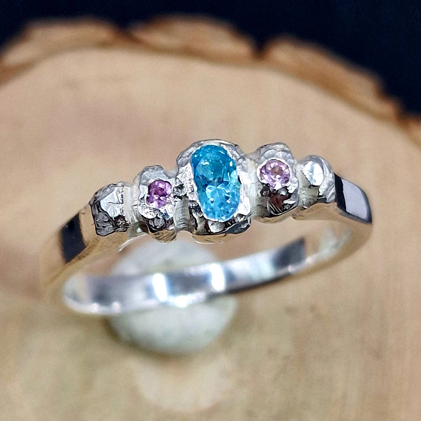 Silberring Topas Saphir in Steinoptik Größe 62