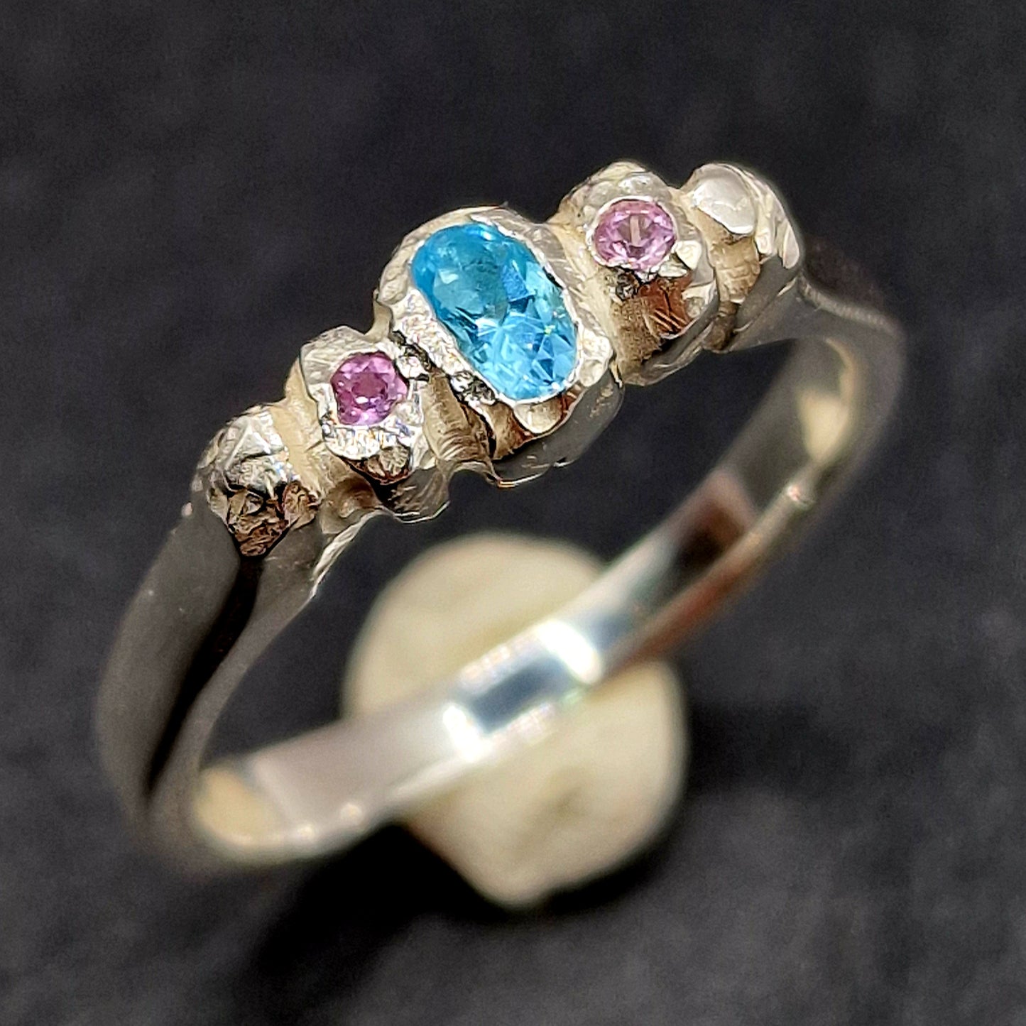 Silberring Topas Saphir in Steinoptik Größe 62