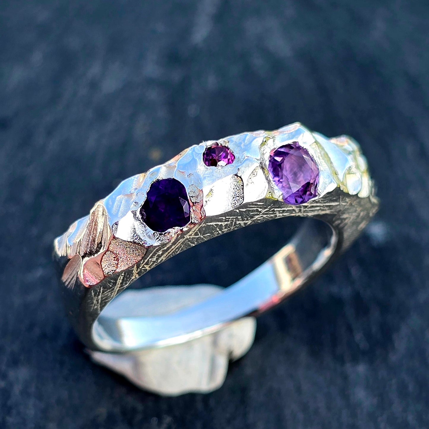 Silberring Steinstruktur Amethyst