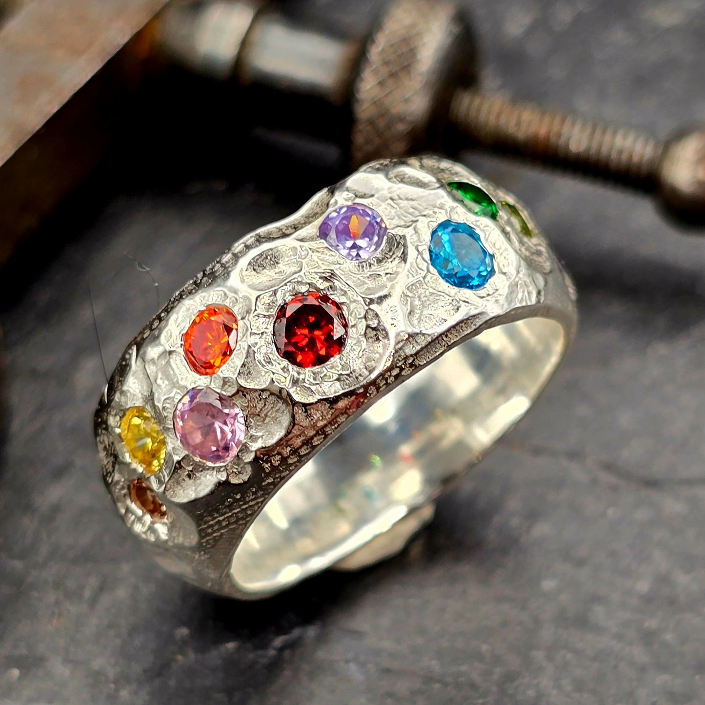 Regenbogen Ring Größe 59 Unikat