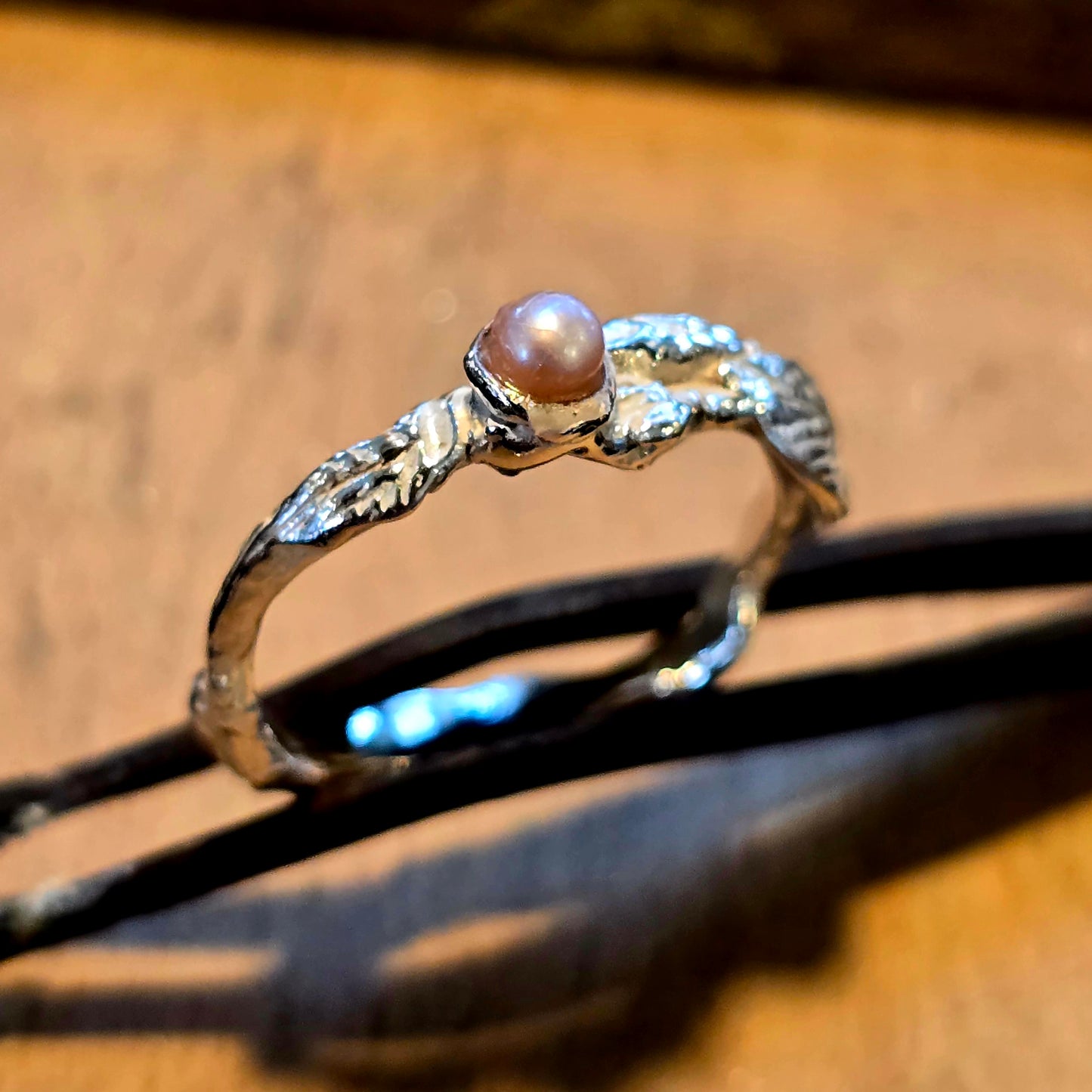 Silberring Natur mit Perle Größe 53