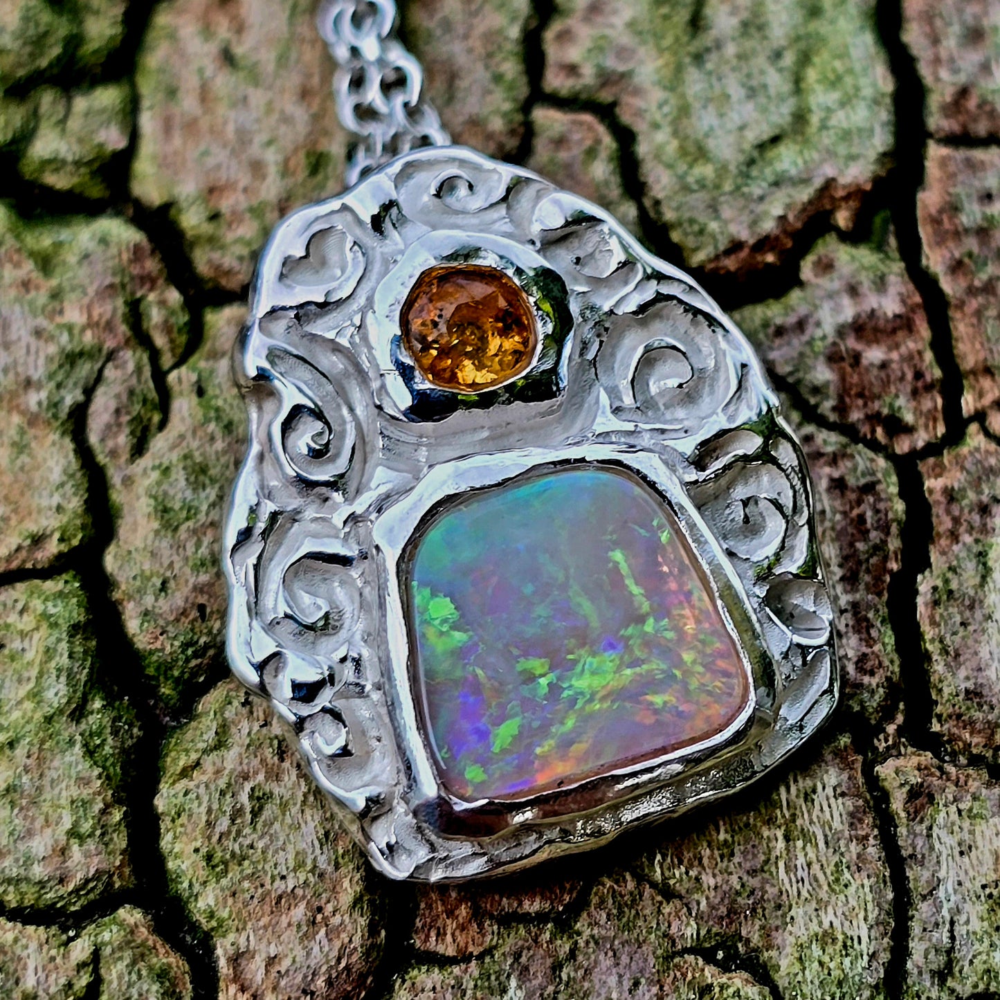 Opal Anhänger mit Citrin Unikat