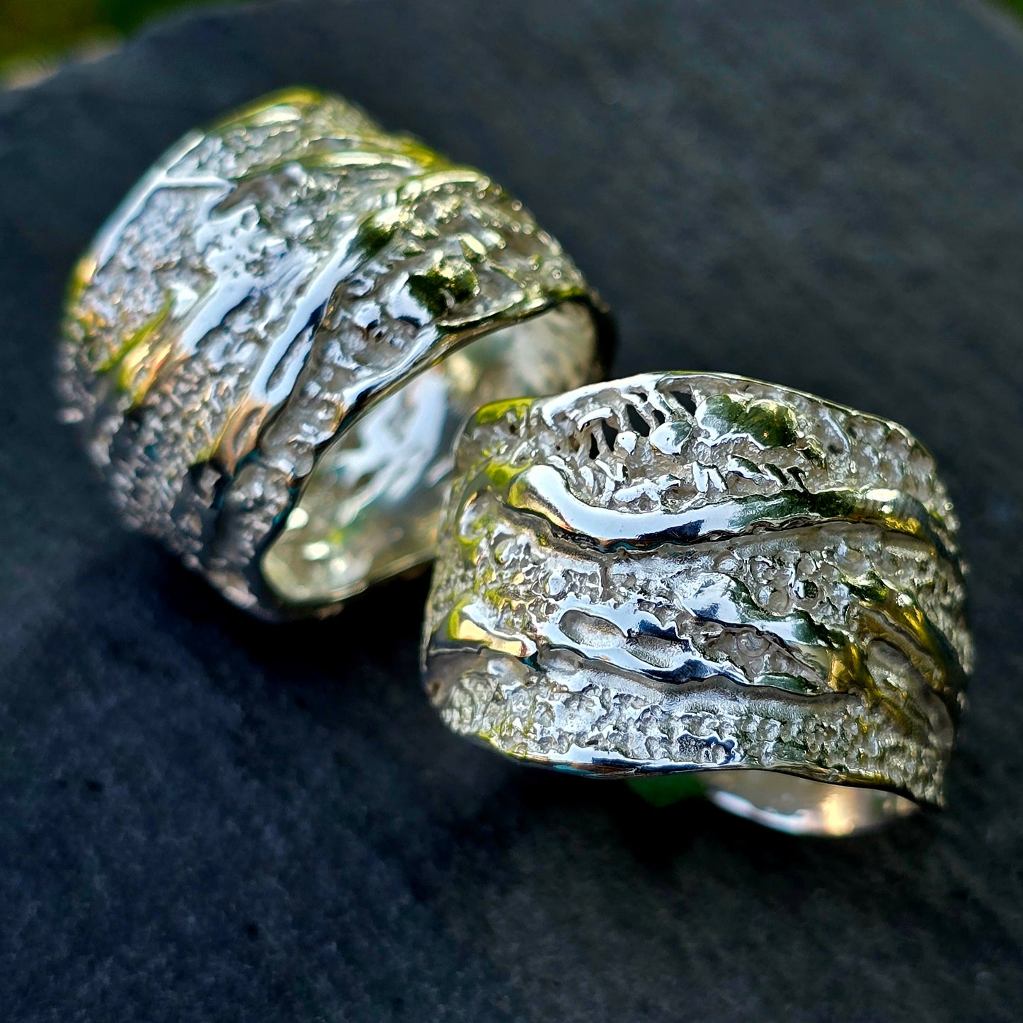 Strukturierter Silberring – Natur-inspirierter Statement-Ring aus echtem Silber