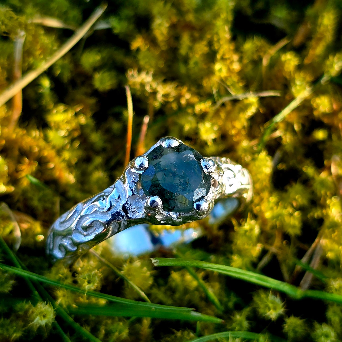 Moosachat Ring – 925 Silber | Limited Edition
