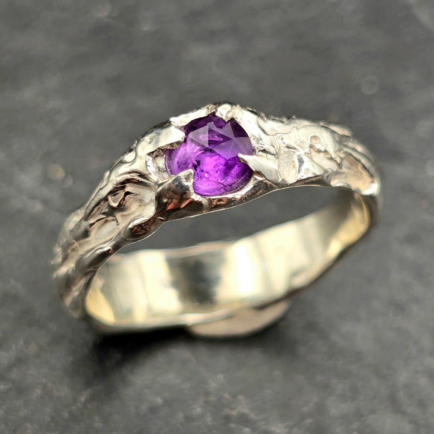 Amethyst Silberring Rose Größe 58 ( 18,5) Unikat
