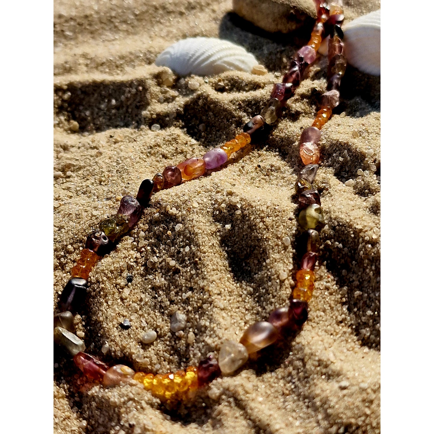 Spinell Steinkette mit Mandarin Granat