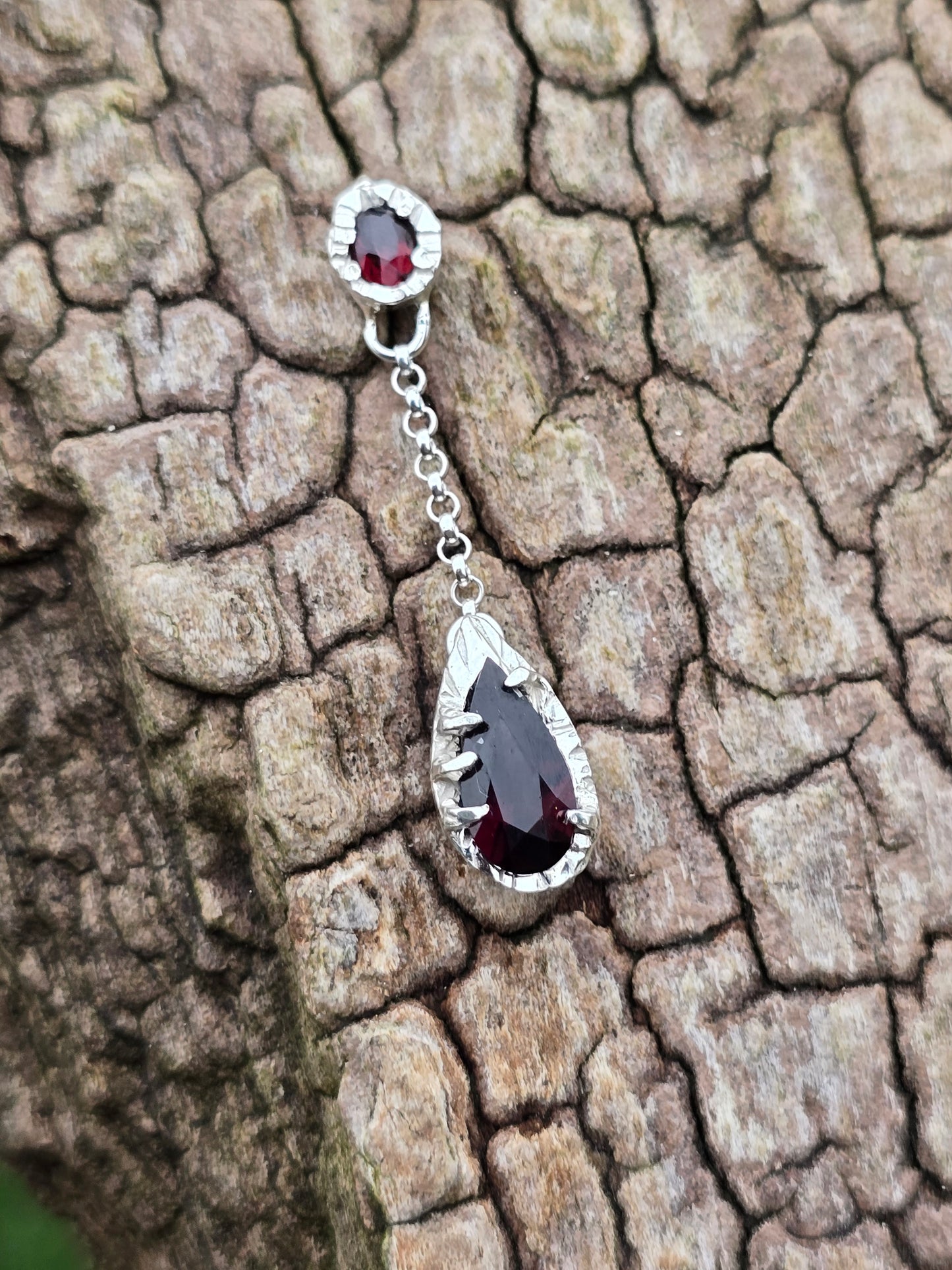 Granat Anhänger zweiteilig – 925 Silber Unikat