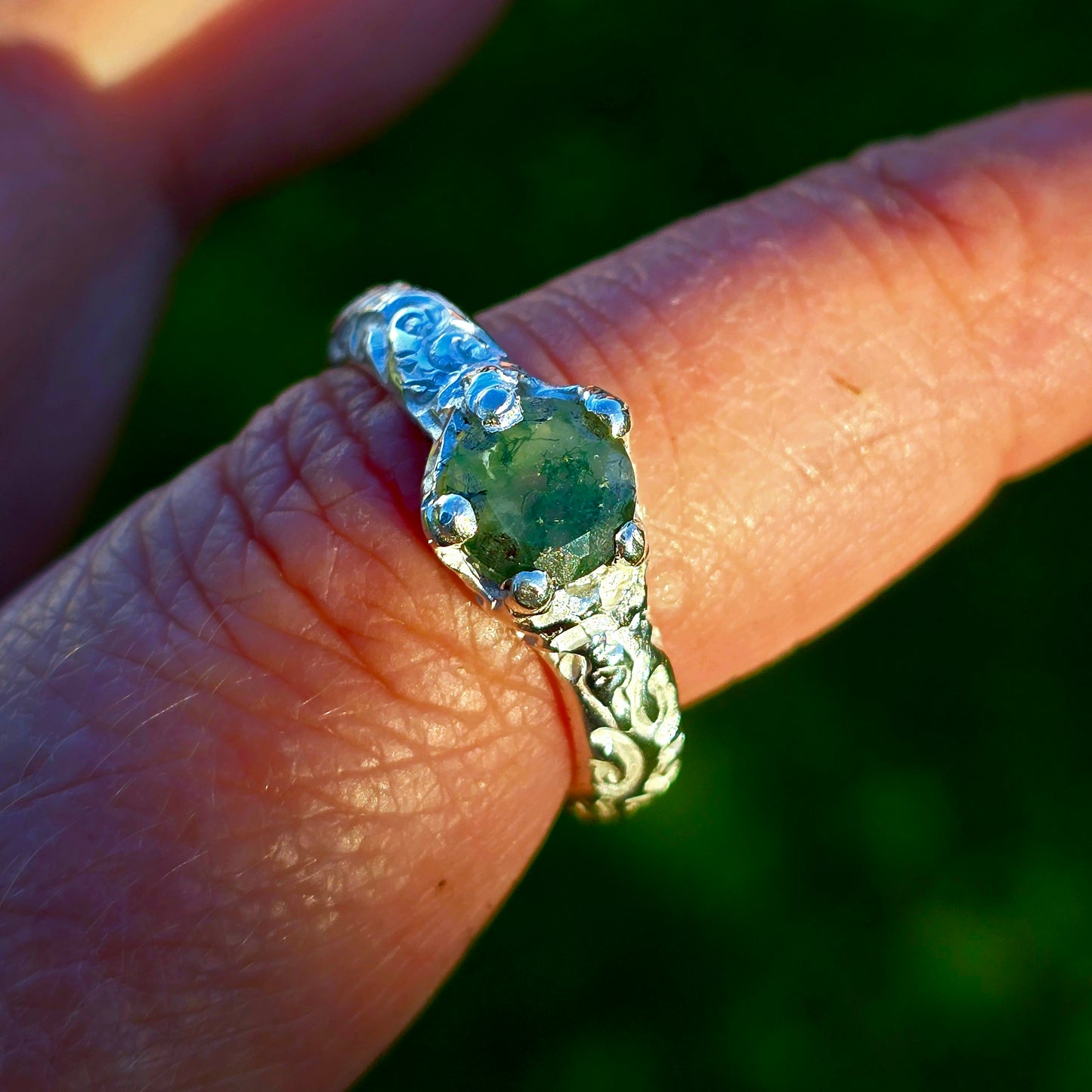 Moosachat Ring – 925 Silber | Limited Edition