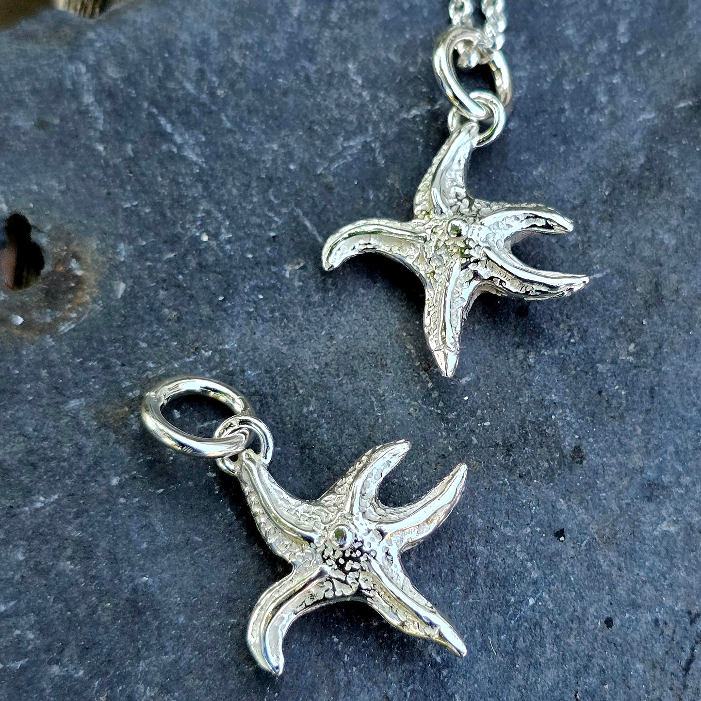 Seestern-Anhänger handmodelliert, 925 Sterling Silber, 20 mm