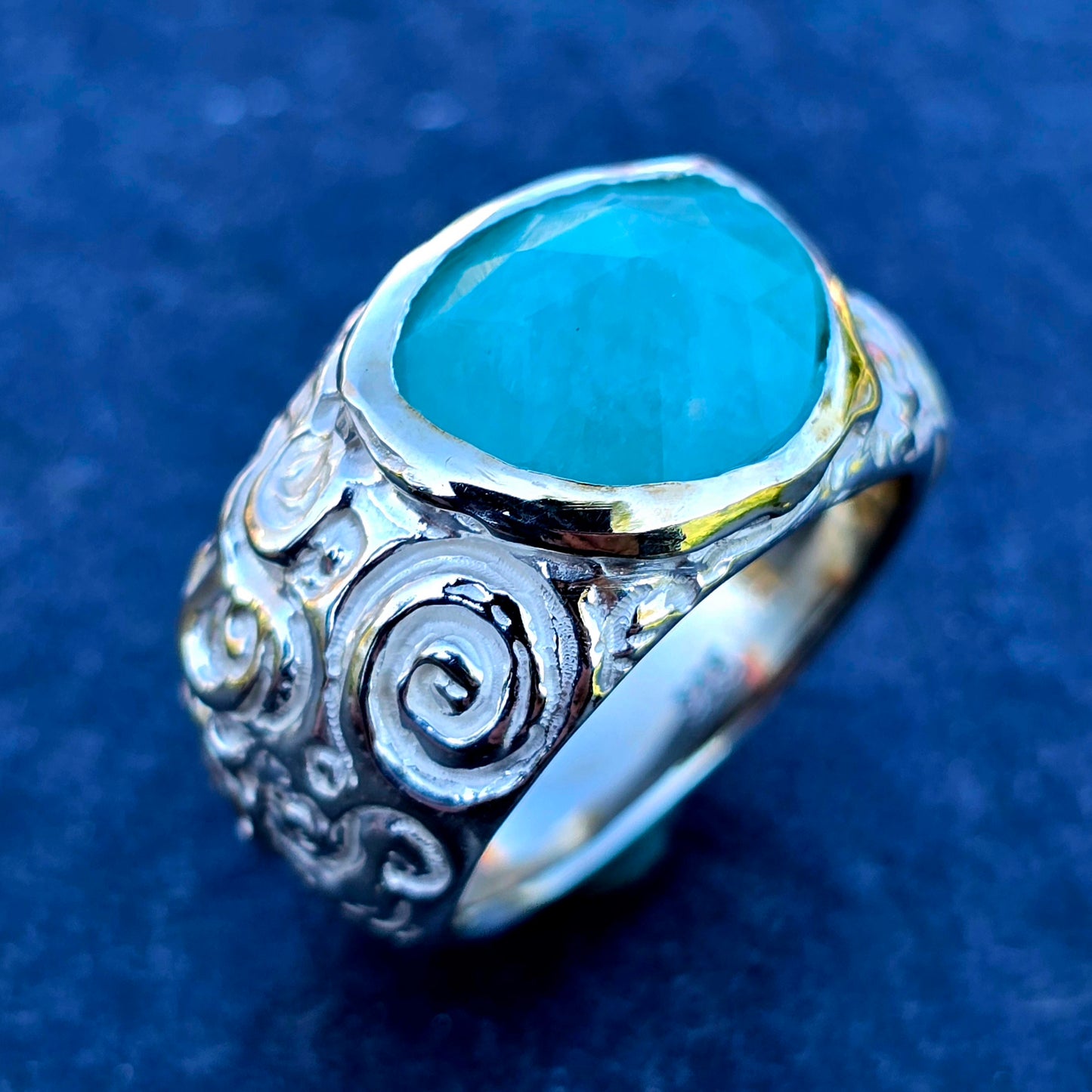 Amazonit Ring – Einzelstück | Handgefertigt | Größe 59