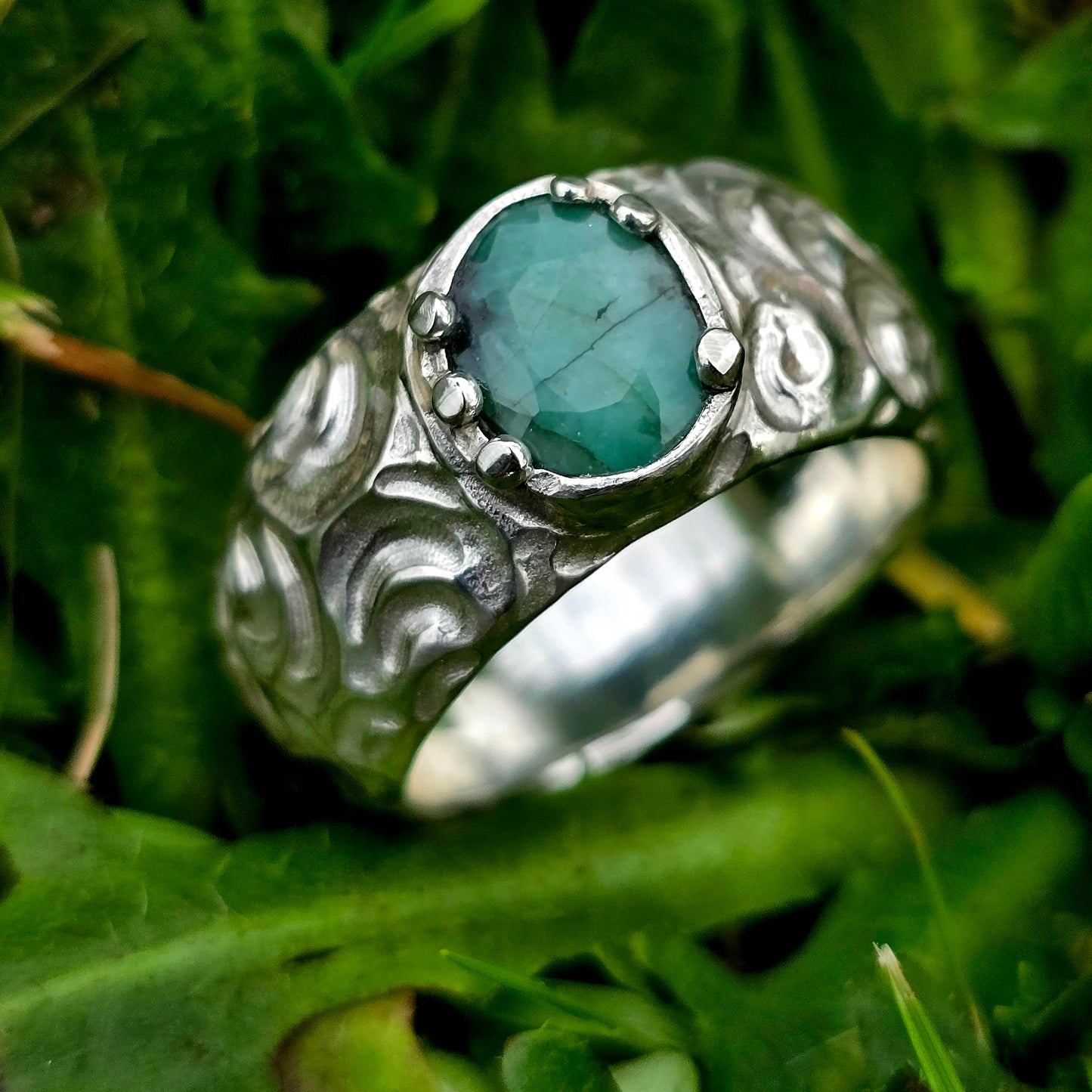Unikat Smaragd-Ring · Größe 61 (19,5) · 925 Silber