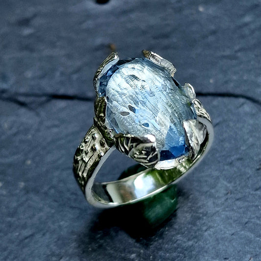 Aqua Ring in 925 Silber Gr 58