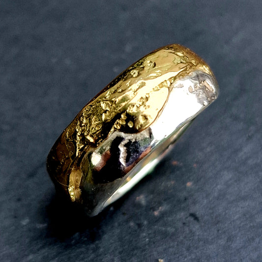 Bicolor Ring "Goldene See" Größe 58 Einzelstück
