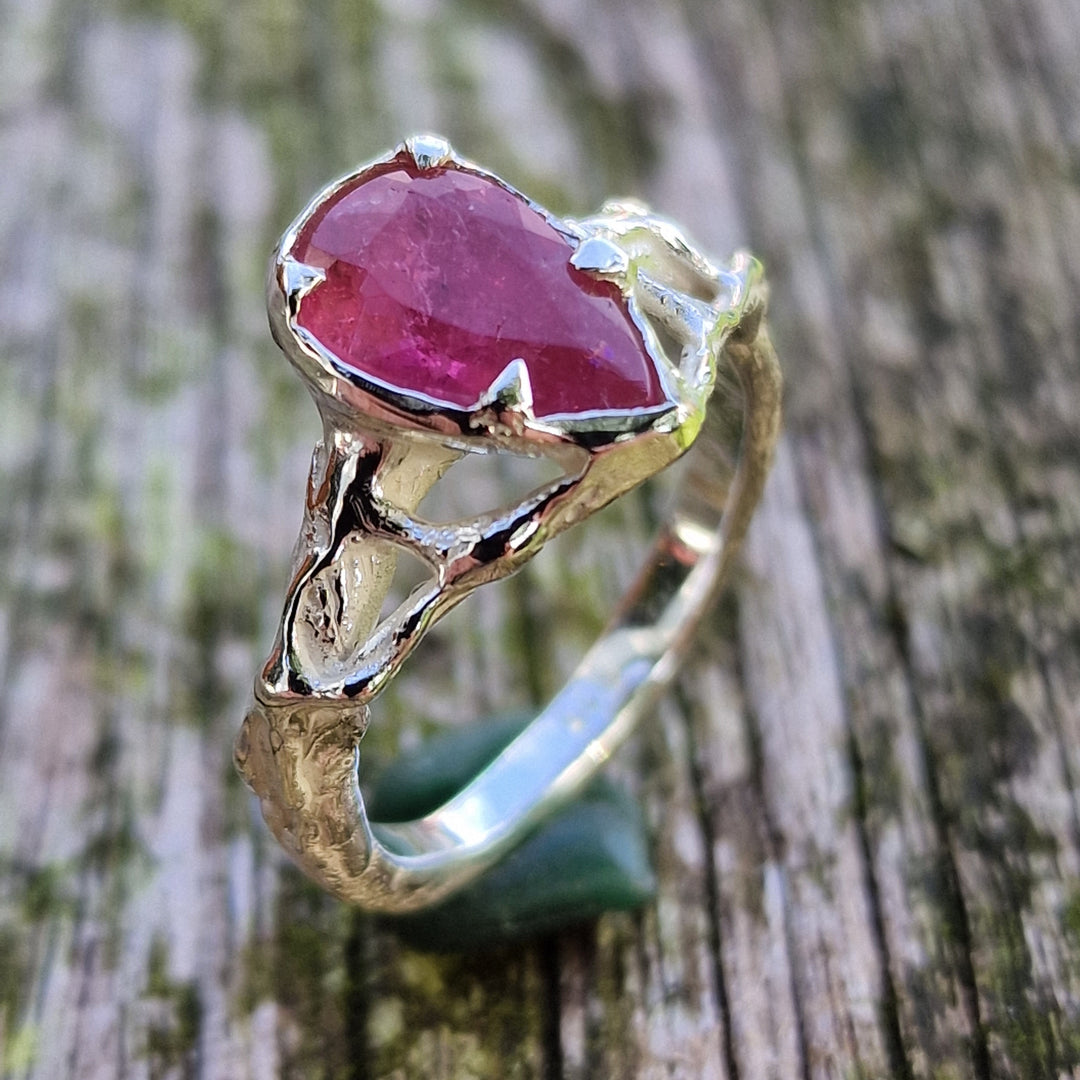 Rosa Turmalin Prinzessin Ring Größe 57 (18.5)