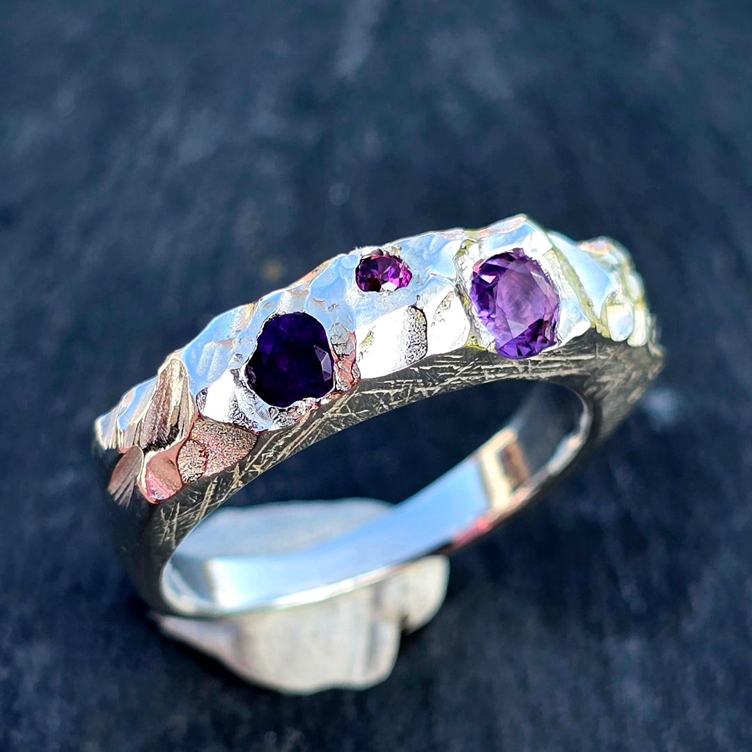 Silberring Steinstruktur Amethyst