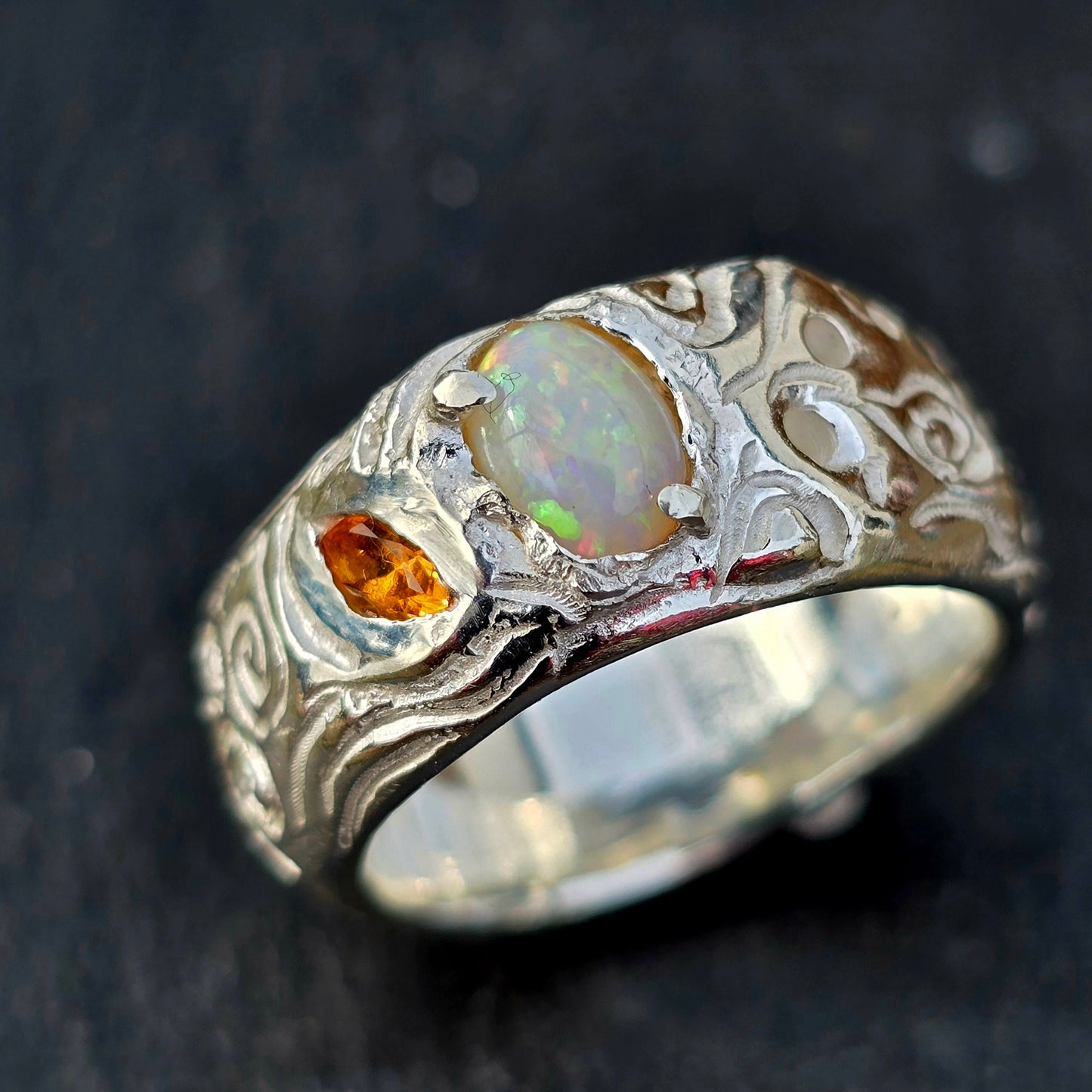 Opal und Citrin Ring Größe 56 (18)Unikat