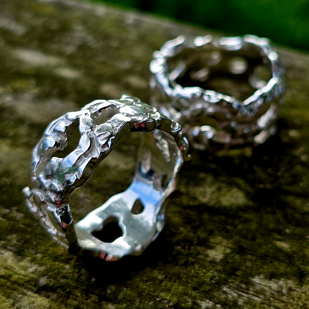 Strukturierter Silberring – 925 Sterling Silber, massiv &amp; handgefertigt