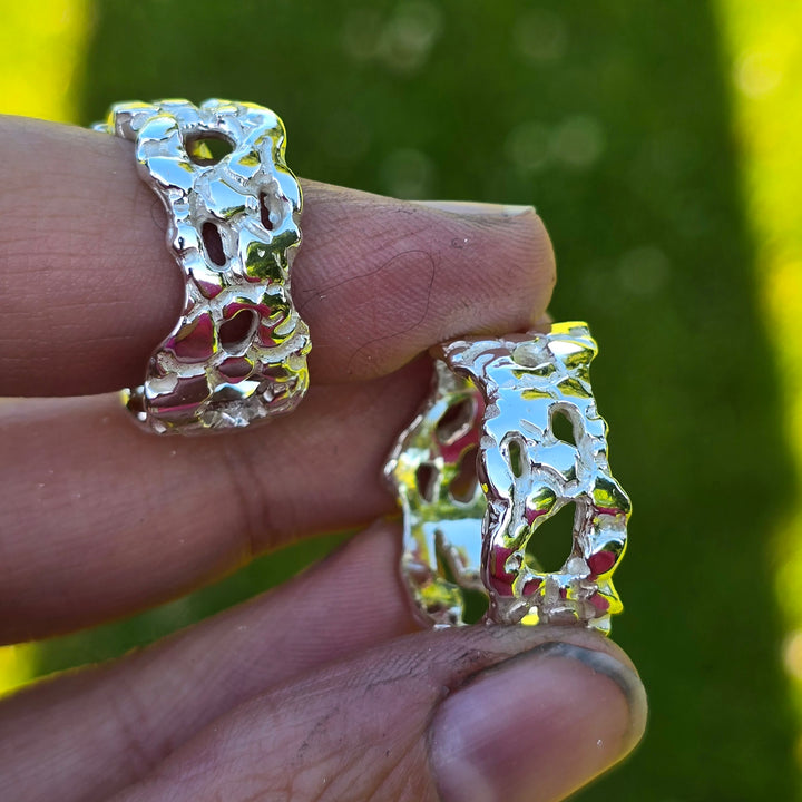 Strukturierter Silberring – 925 Sterling Silber, massiv &amp; handgefertigt
