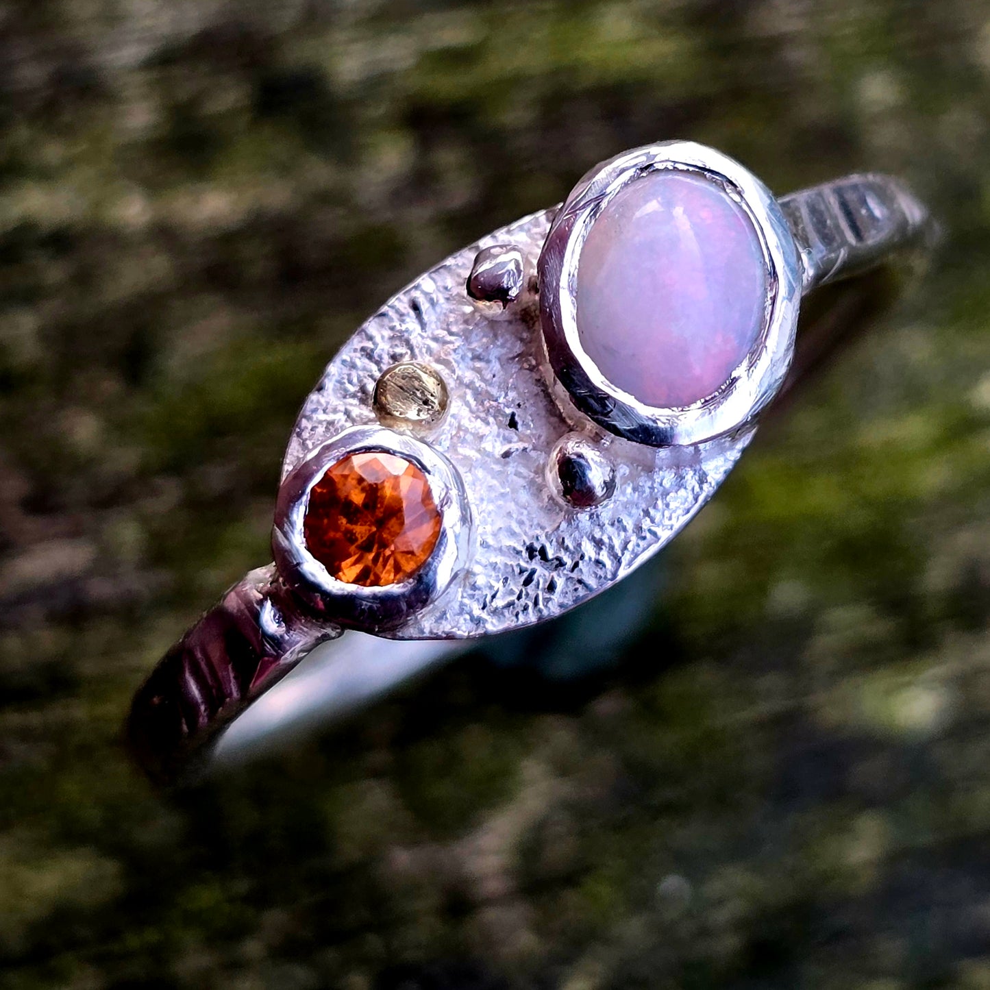 Opal Ring mit Citrin und Gold Größe 57