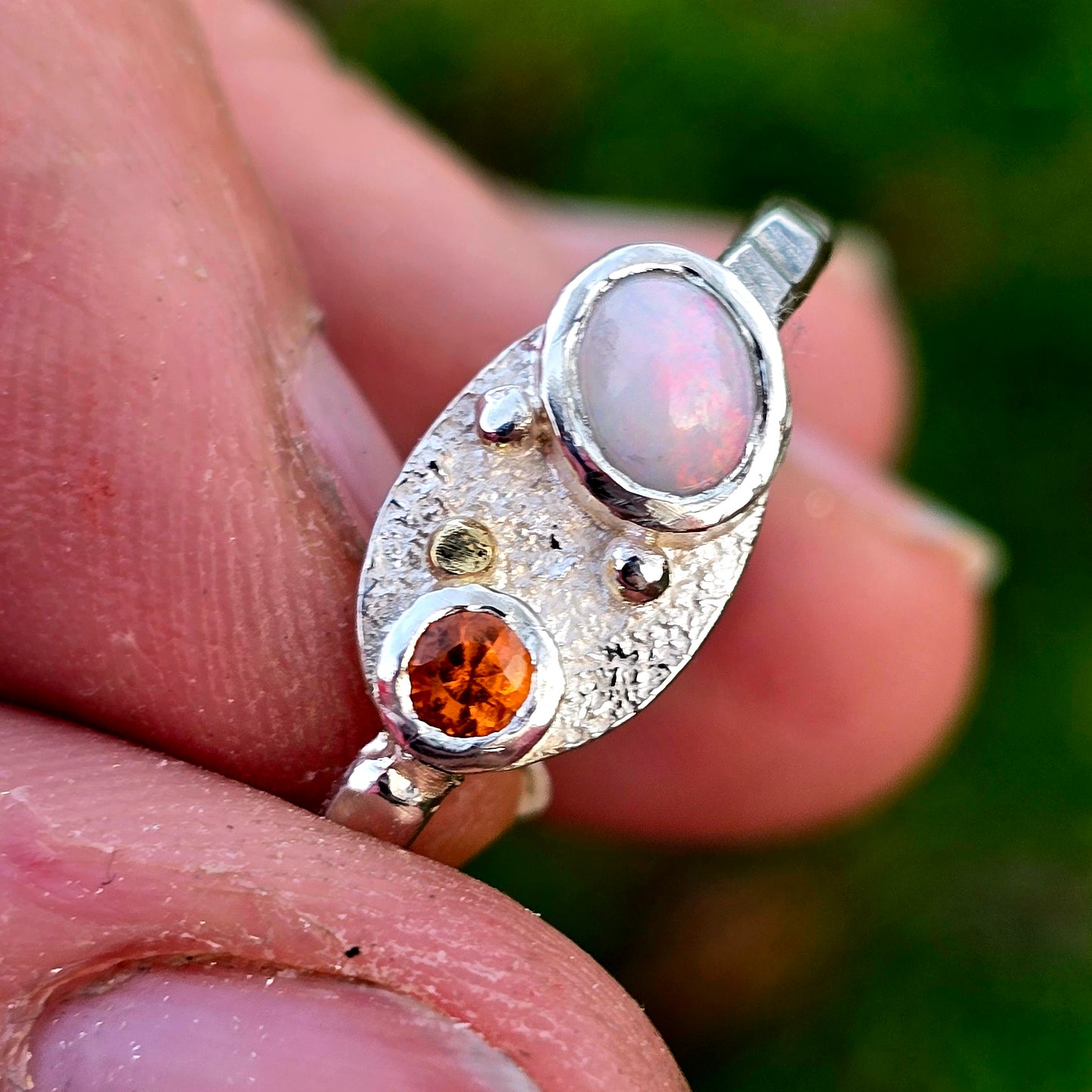 Opal Ring mit Citrin und Gold Größe 57