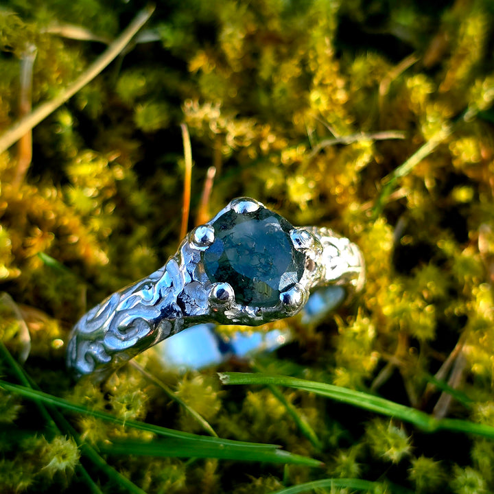 Moosachat Ring – 925 Silber | Limited Edition