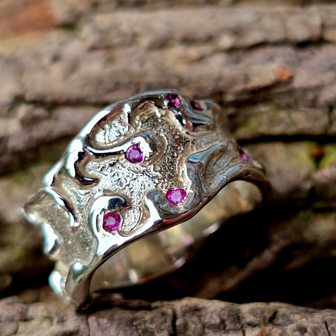 Pretty in Pink | Statement Ring mit 7 pinken Saphiren Größe 55