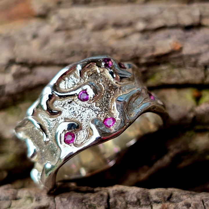 Pretty in Pink | Statement Ring mit 7 pinken Saphiren Größe 55