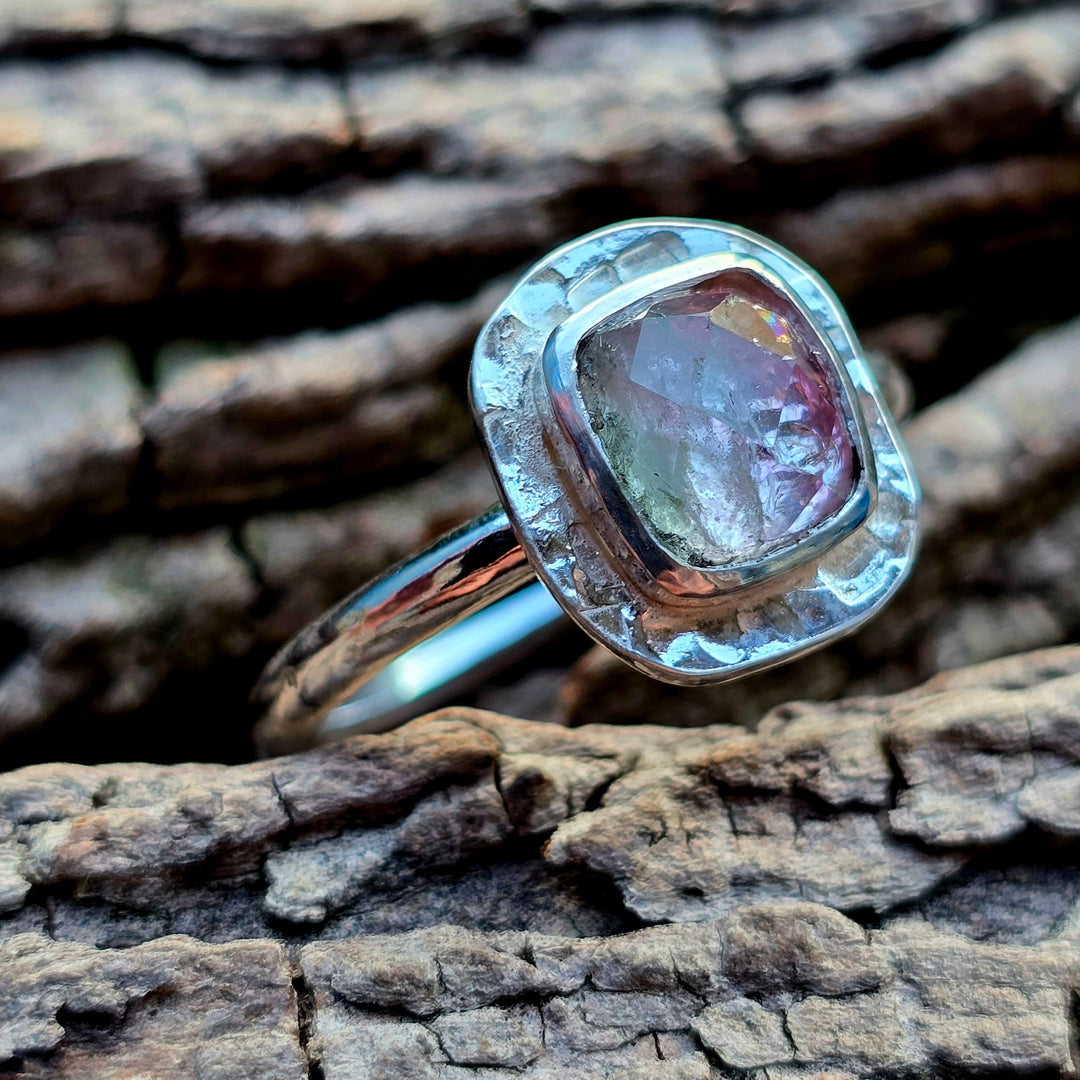 Dreifarbiger Turmalin Ring im Küstenring Design Unikat Größe 62