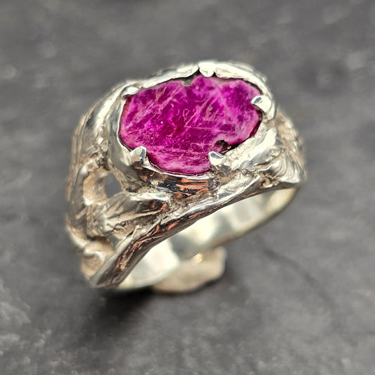 Rubin Ring in 925 Silber Größe 60 Unikat