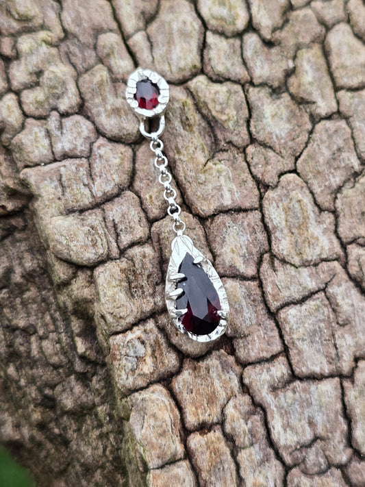Granat Anhänger zweiteilig – 925 Silber Unikat