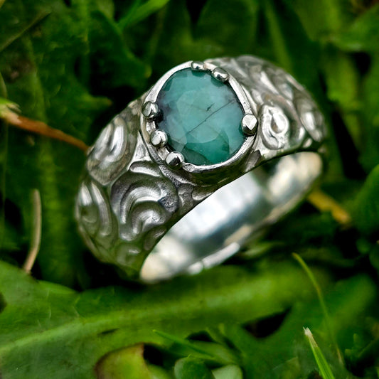 Unikat Smaragd-Ring · Größe 61 (19,5) · 925 Silber