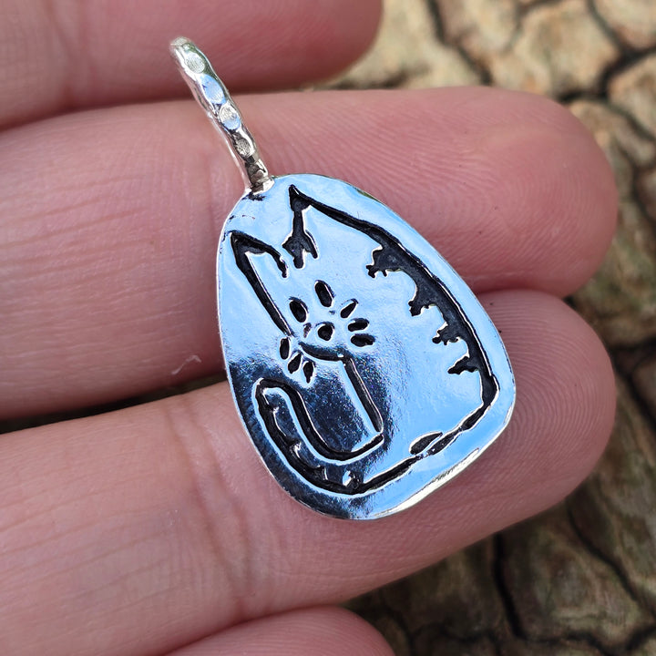 Katzenanhänger "Kritzelmomente" in 925 Silber Handgemacht