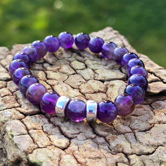 Amethyst-Armband mit zwei Silber-Elementen
